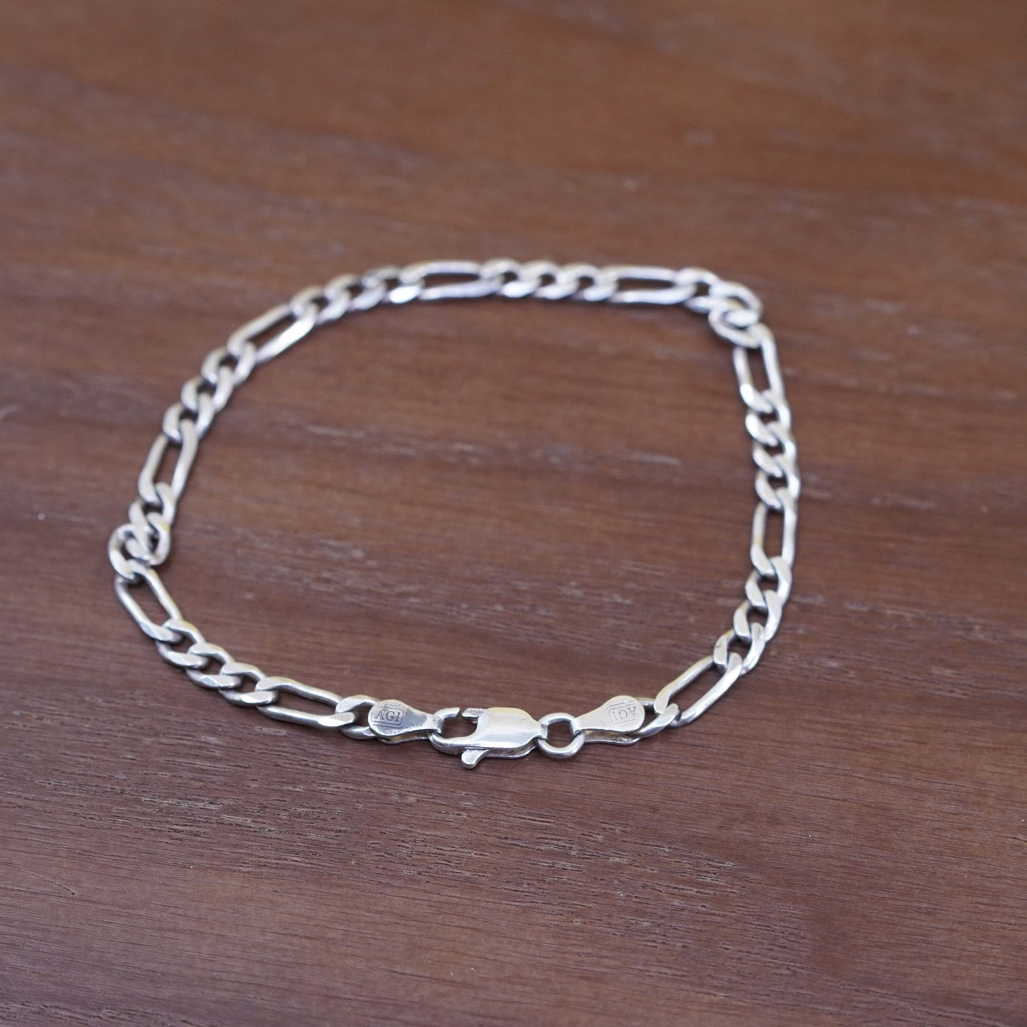 7.75” 4mm, vintage Sterling silver bracelet, 925 figaro link chain