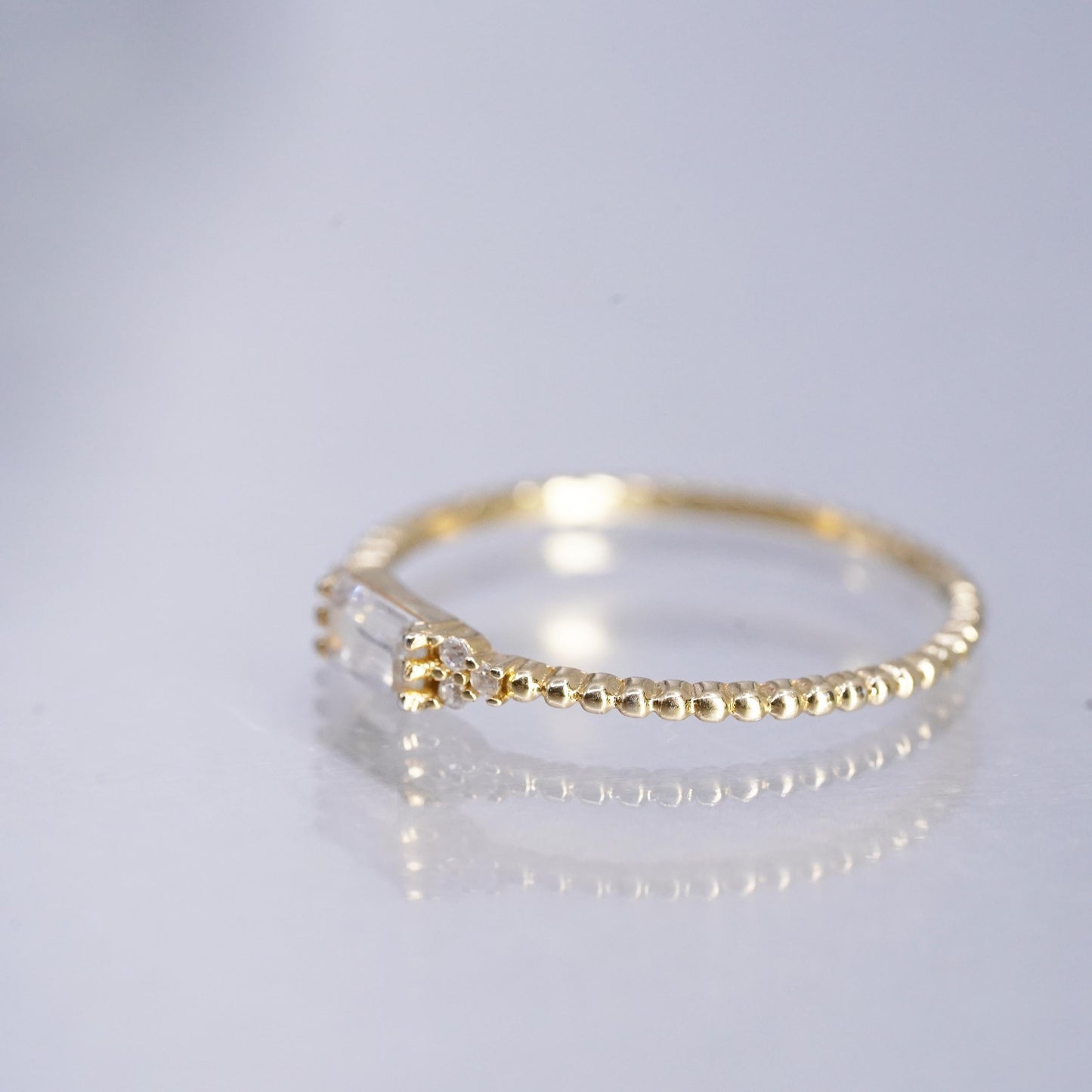 Size 8.25, vtg gold plated Sterling 925 silver stackable ring, cluster Cz band