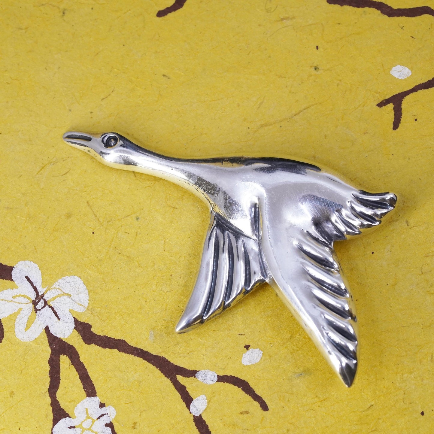 Vintage southwestern Mexican handmade sterling 925 silver bird Geese brooch pin