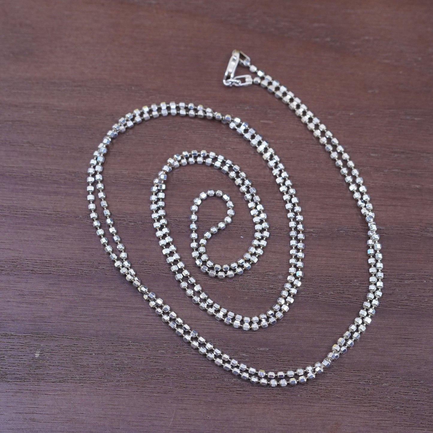 40”, vintage Italy Milor Sterling silver beads necklace, 925 extra long chain