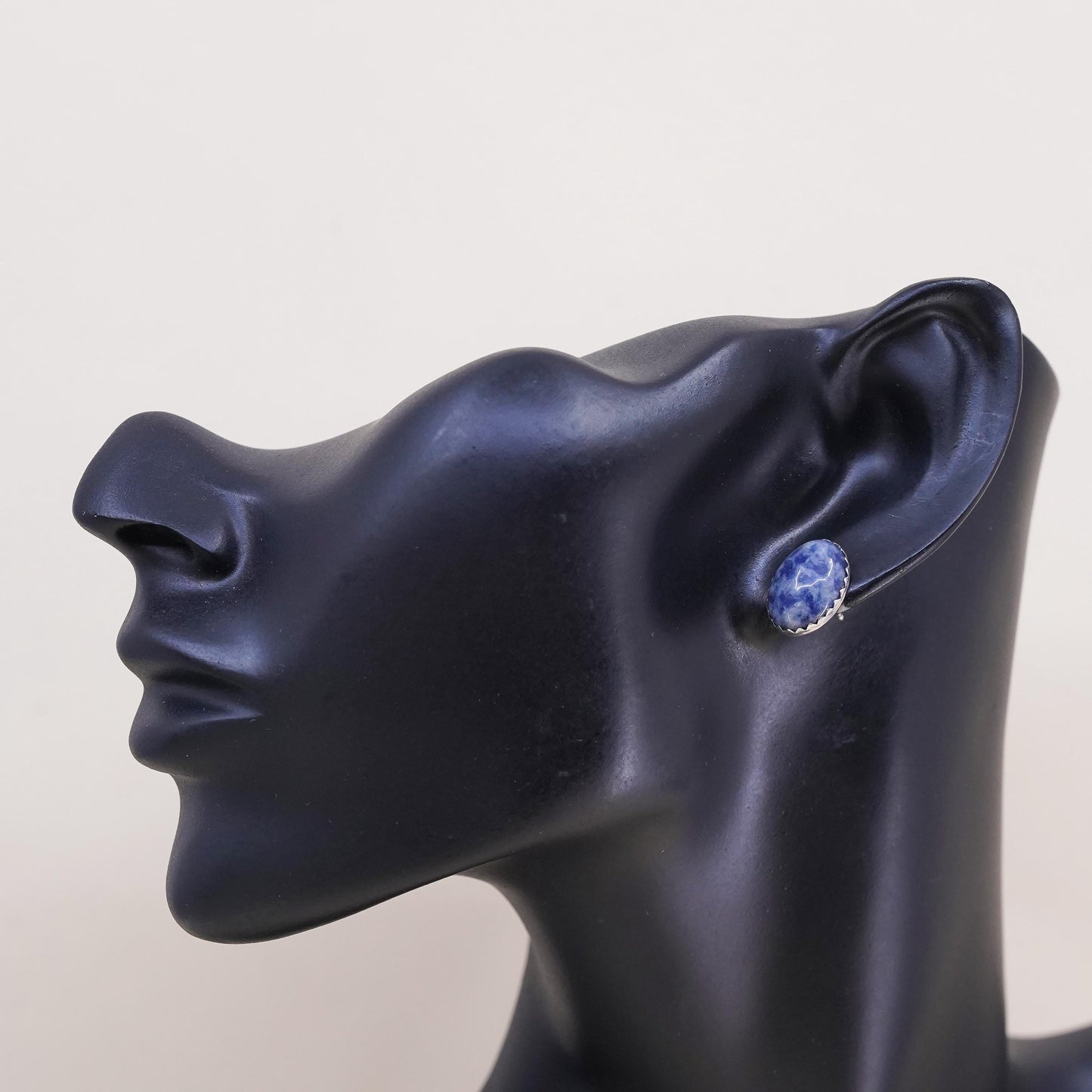 Native American Navajo single earring. Navajo Sterling 925 silver stud lapis