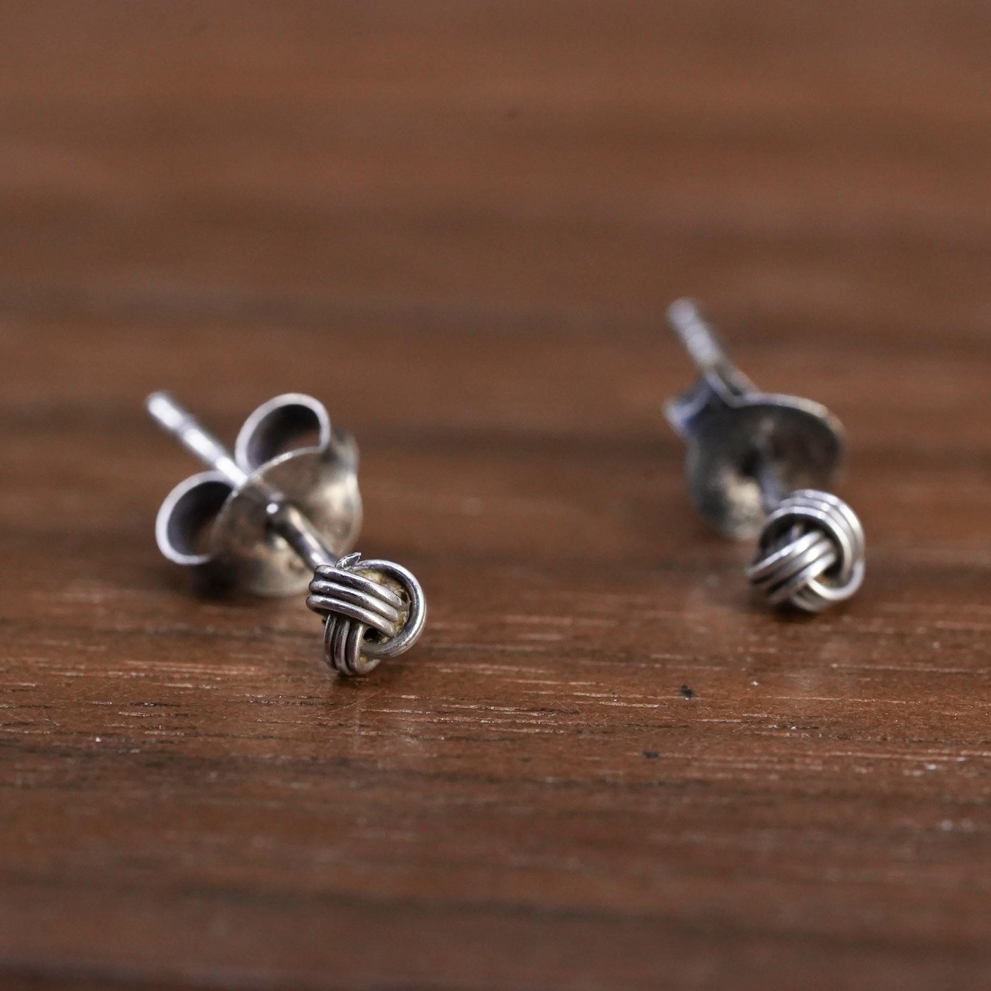 Vintage Sterling silver small entwined beads studs, 925 earrings