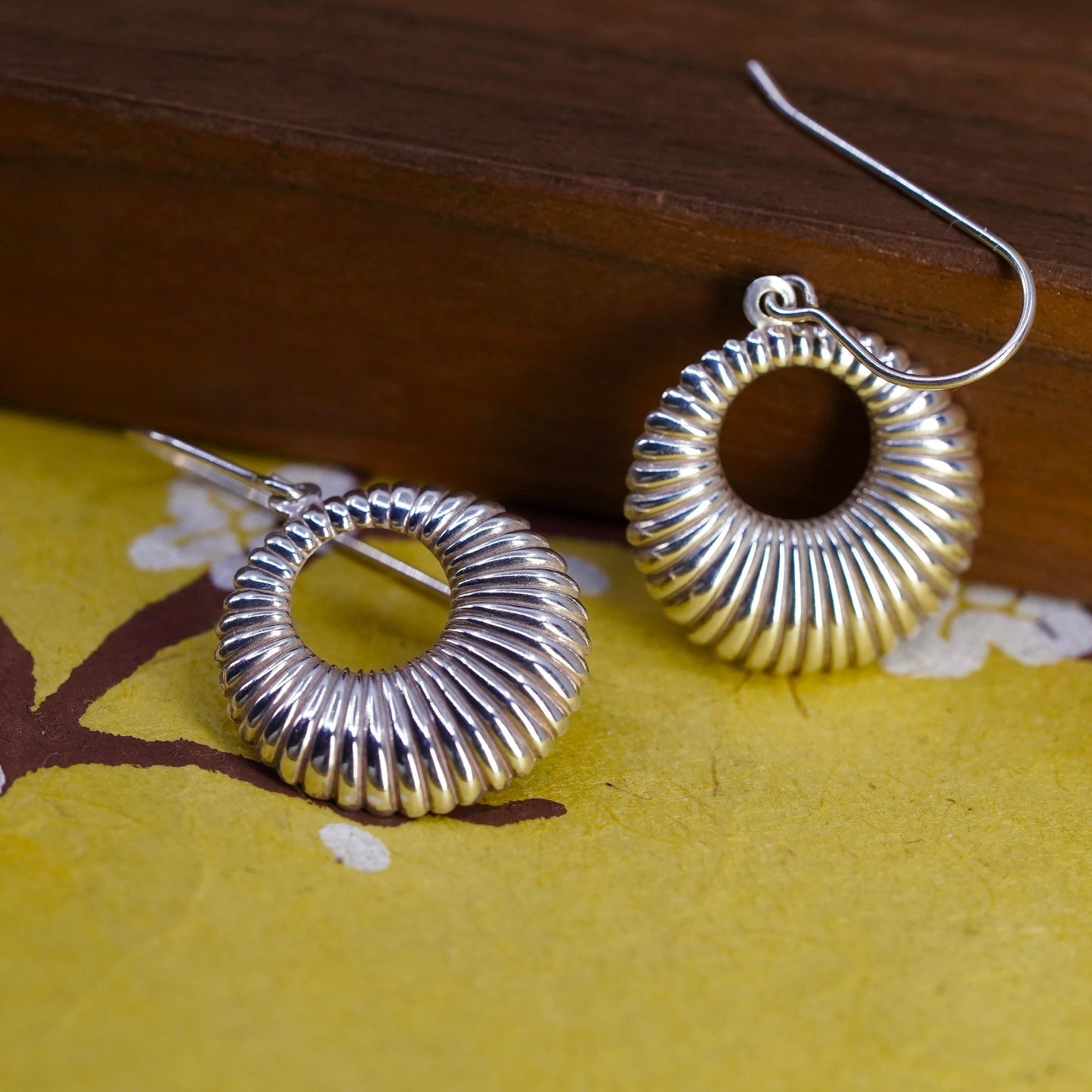 Vintage sterling silver handmade earrings, 925 shell dangles
