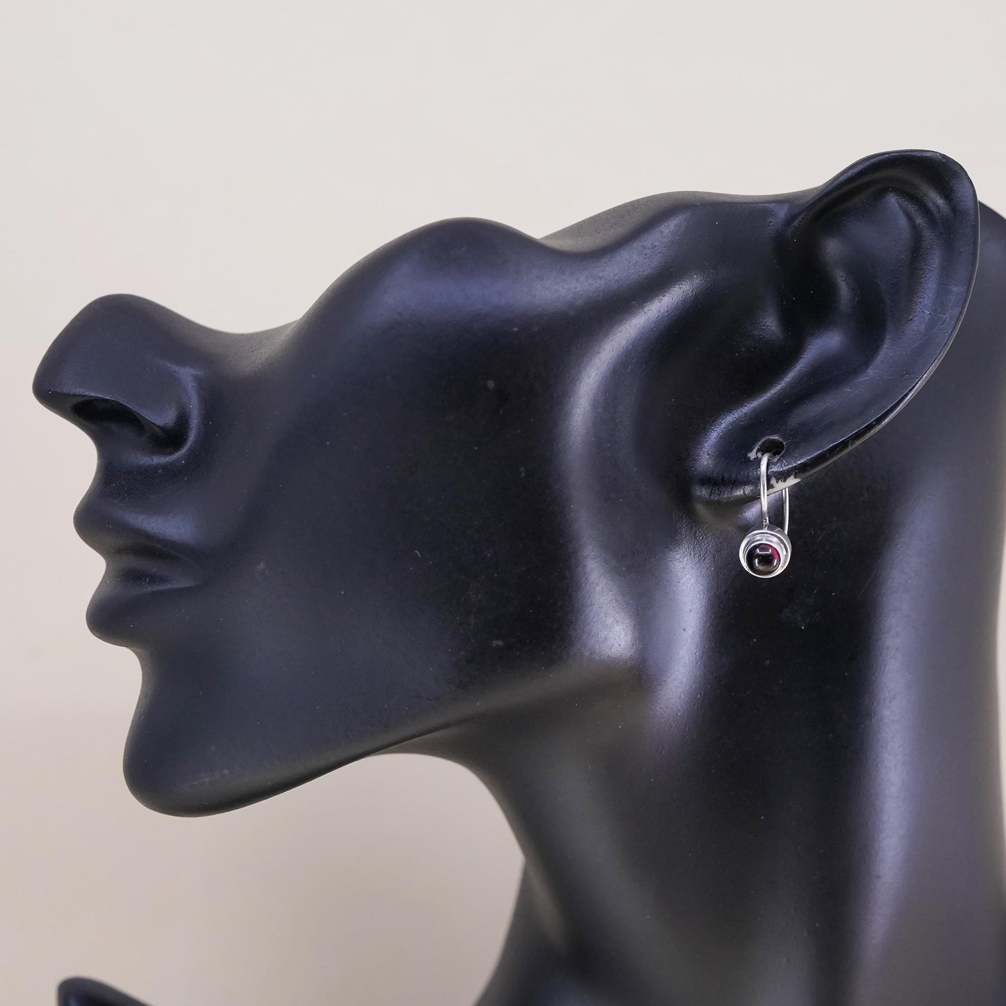 Vintage sterling silver 925 handmade earrings with garnet