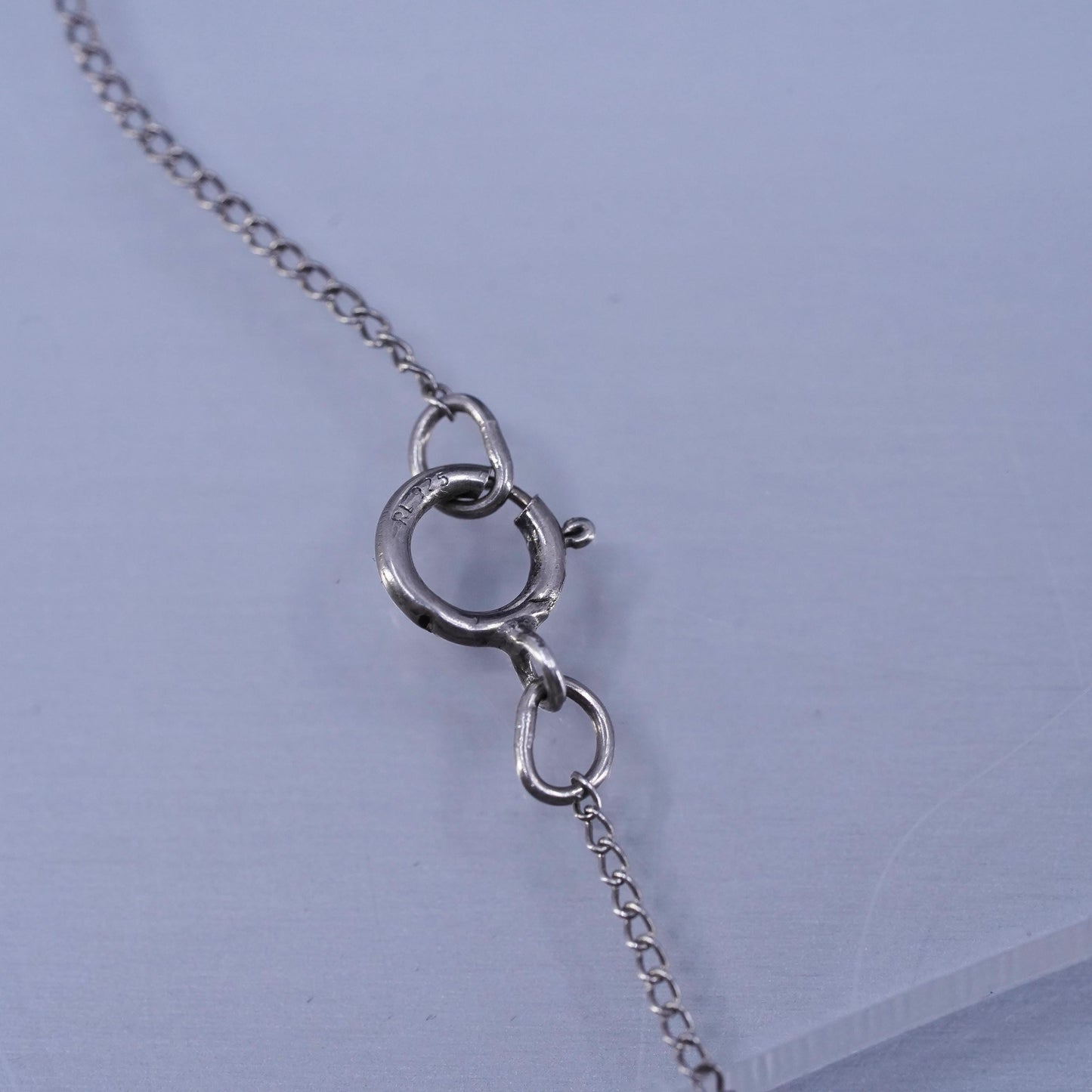 18”, vintage Sterling 925 silver circle necklace with cross pendant rose flower