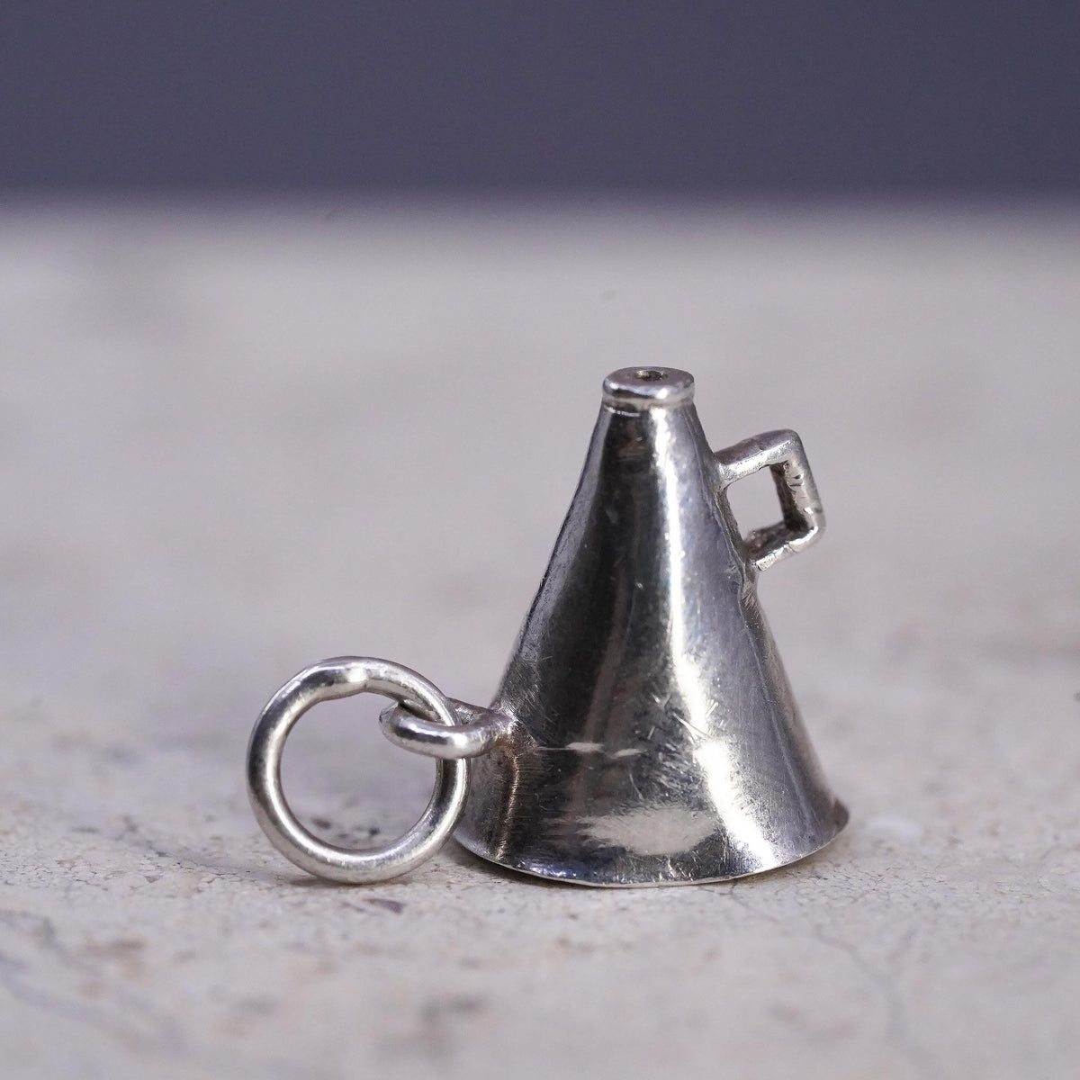 Sterling 925 Silver Megaphone Charm Pendant, Cheerleader Coach Sports School