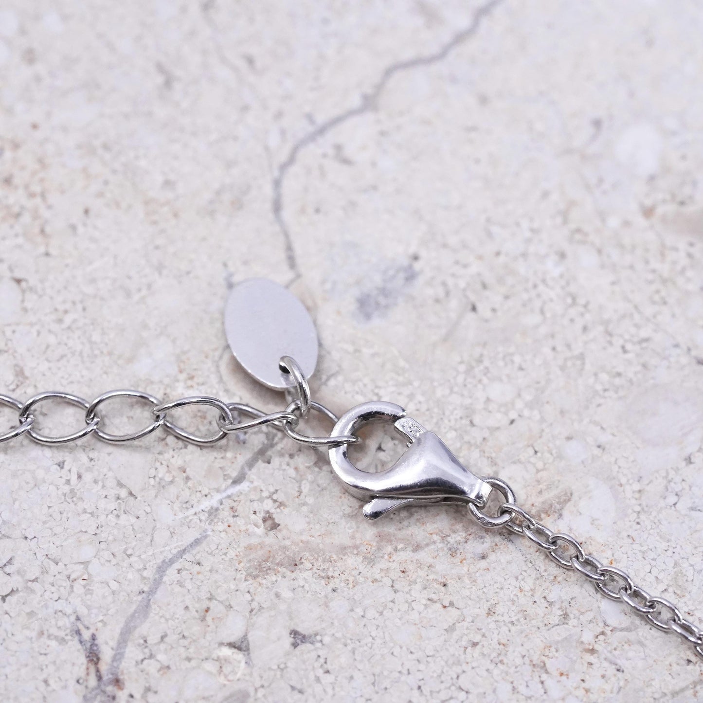 24+2”, vintage Sterling 925 Silver circle chain Necklace