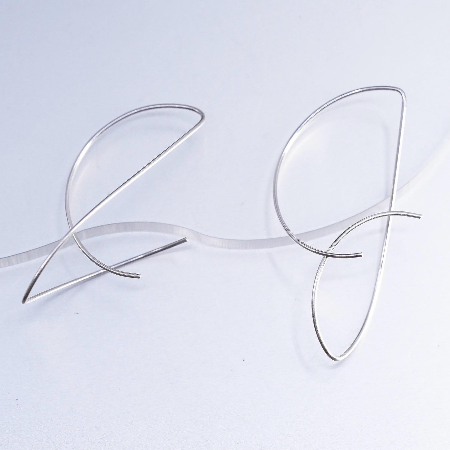 Vintage Handmade 3D Wired 925 Sterling Silver Dangle Earrings