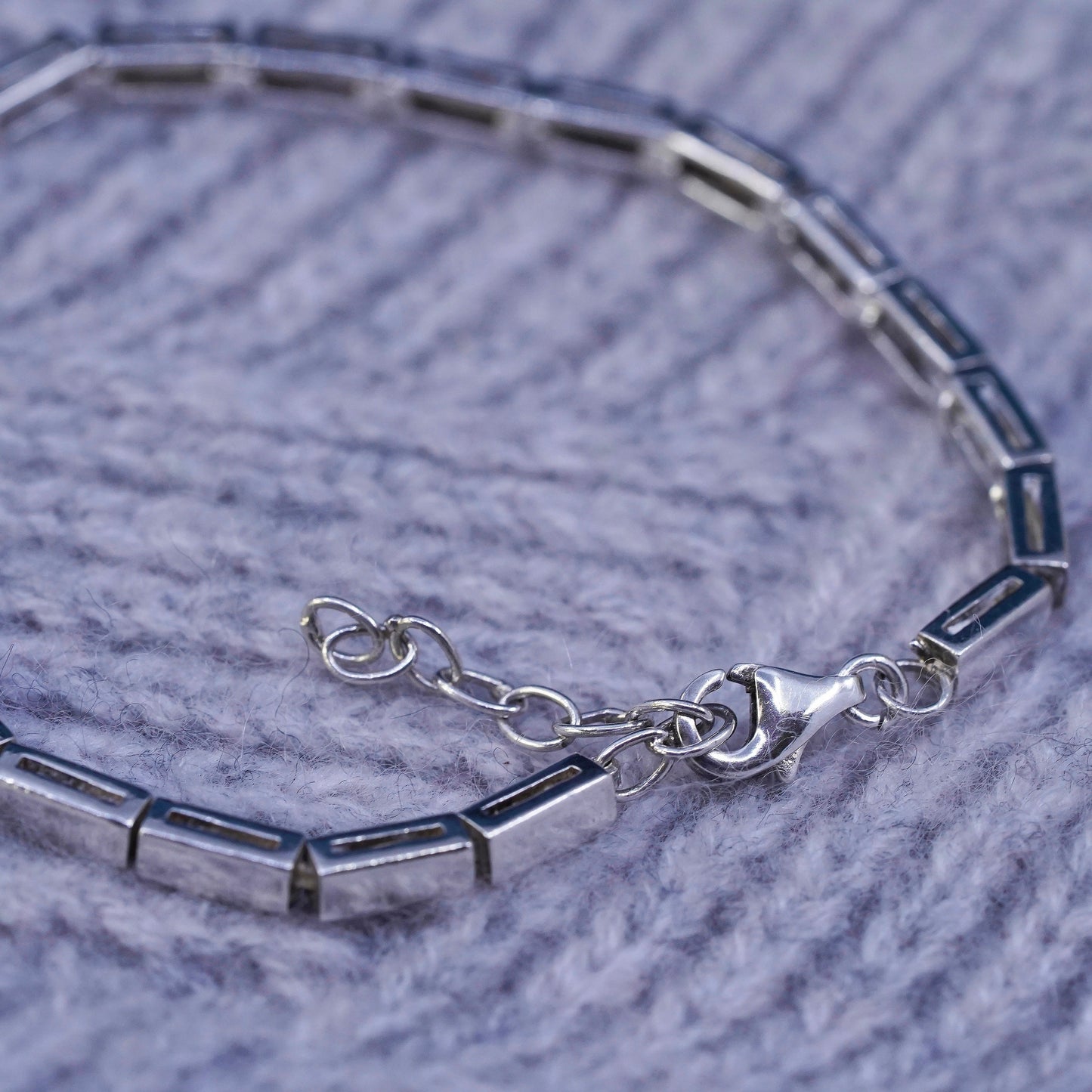 7", vintage Sterling 925 silver tennis bracelet with clear cz