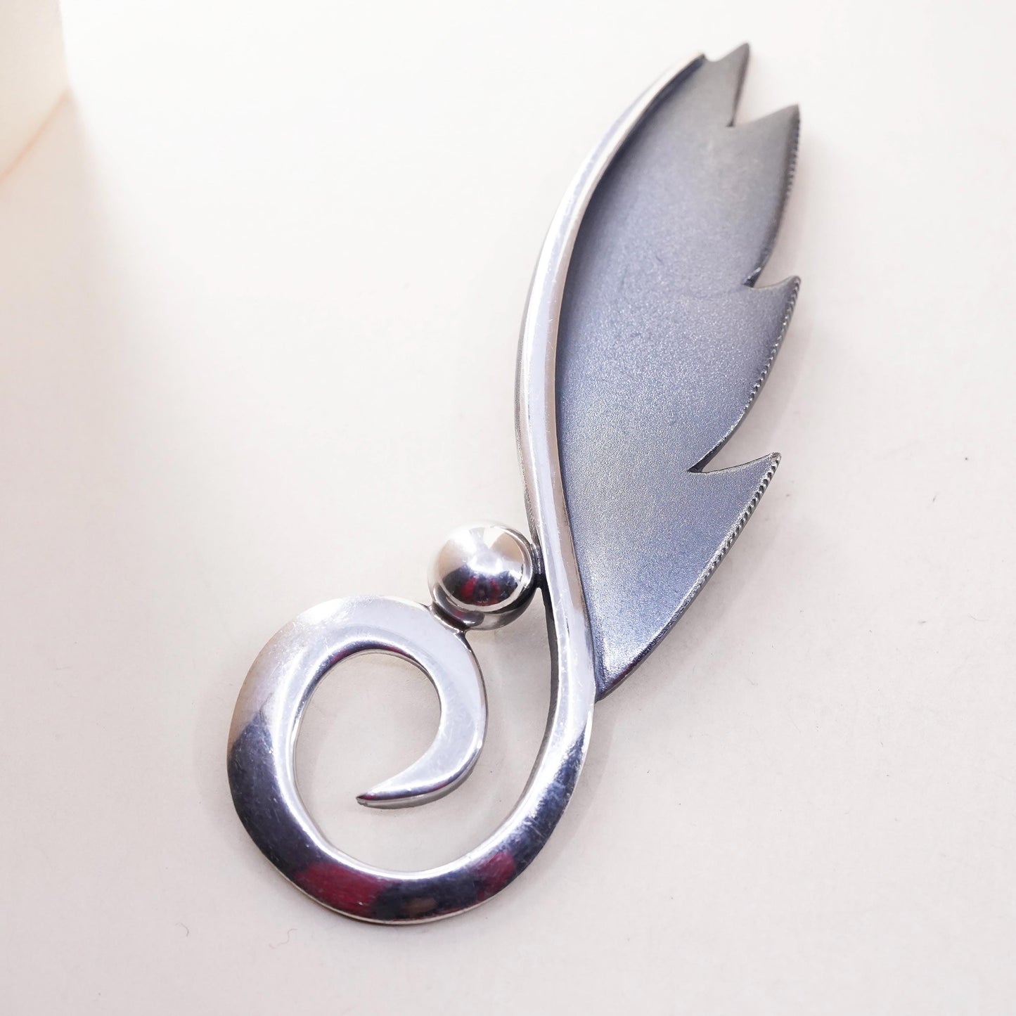 Vintage Roikewicz Sterling Silver Leaf Brooch 925, Modernist Minimalist Pin