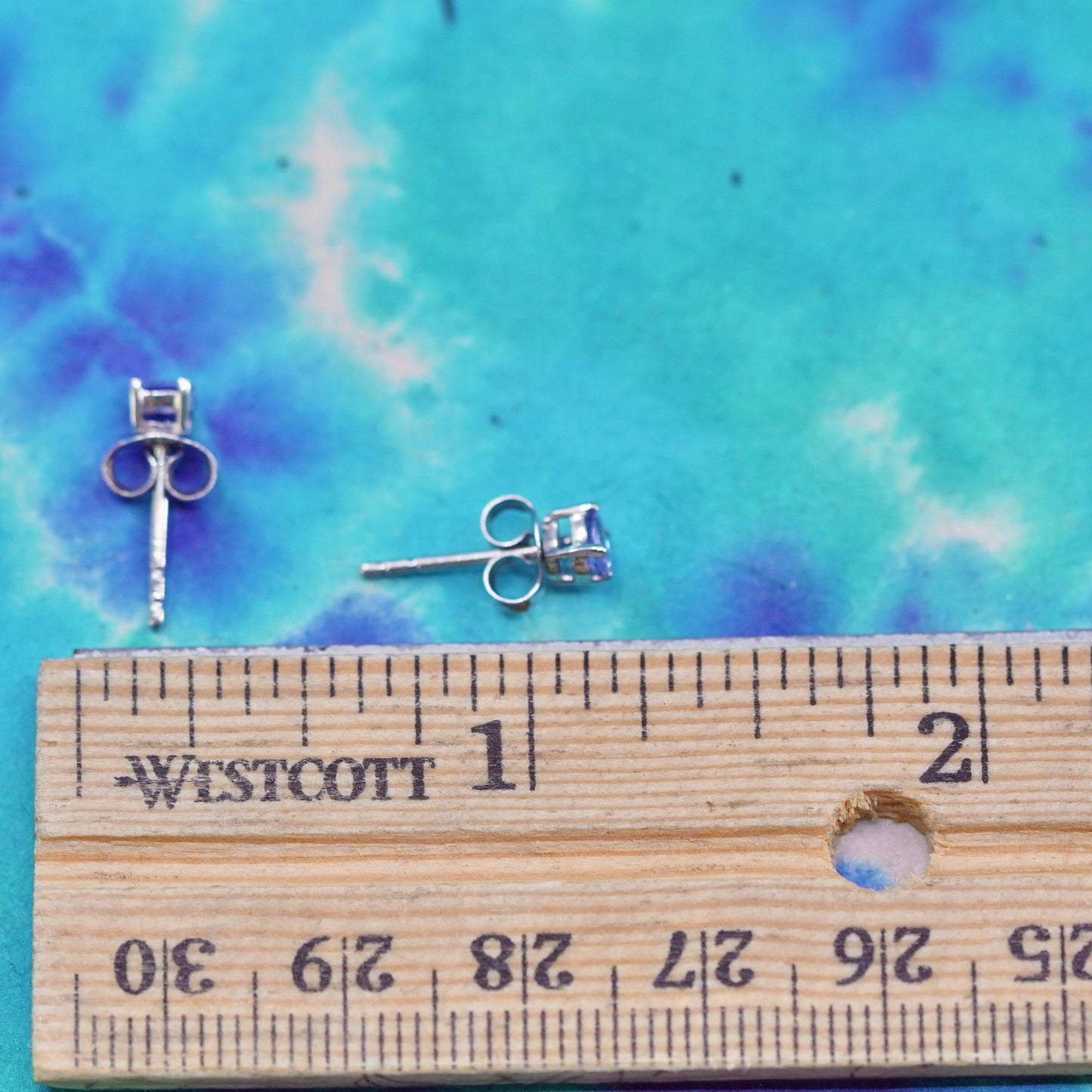 Vintage Sterling silver handmade earrings, 925 studs with amethyst
