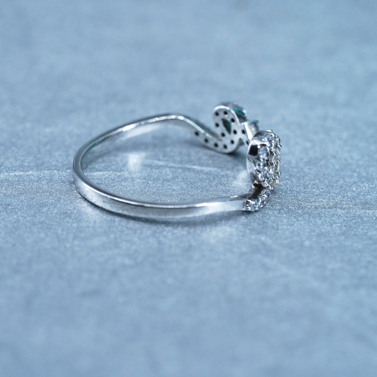 Size 8, southwestern Sterling 925 silver wedding ring, band with “love” and cz
