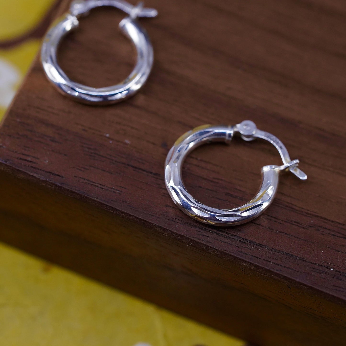 0.5”, Vintage Sterling 925 silver handmade earrings, 925 textured hoops