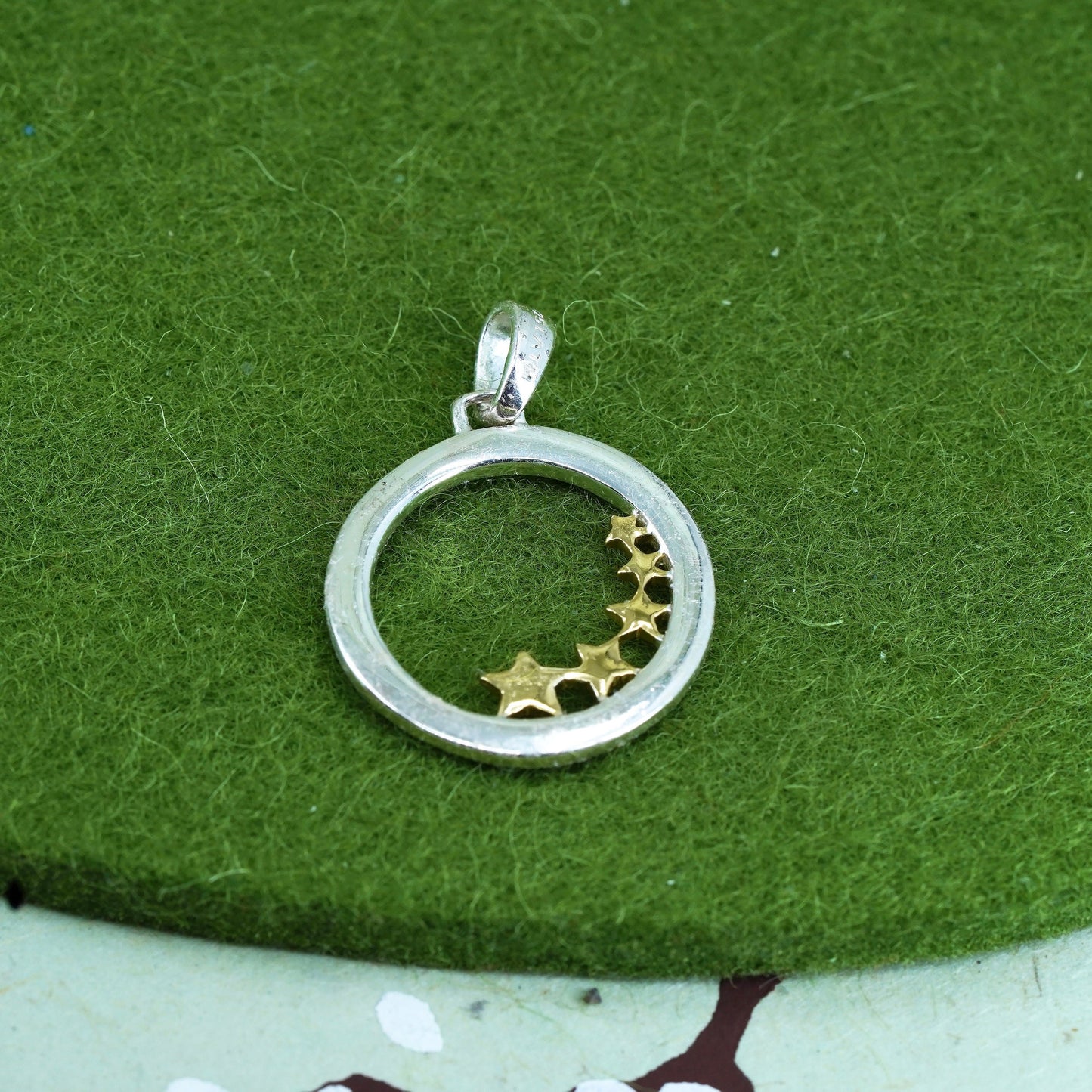sterling silver pendant, 925 star circle, "one person can make a difference