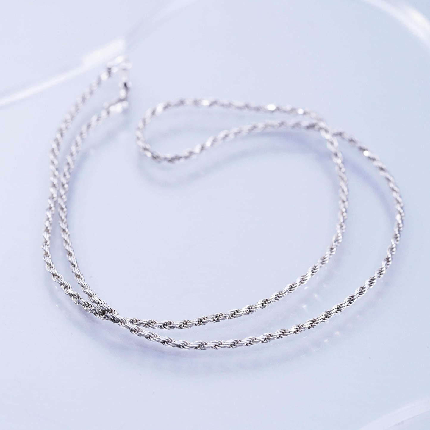 18” 2mm, vintage Italian Sterling 925 silver diamond cut rope chain necklace