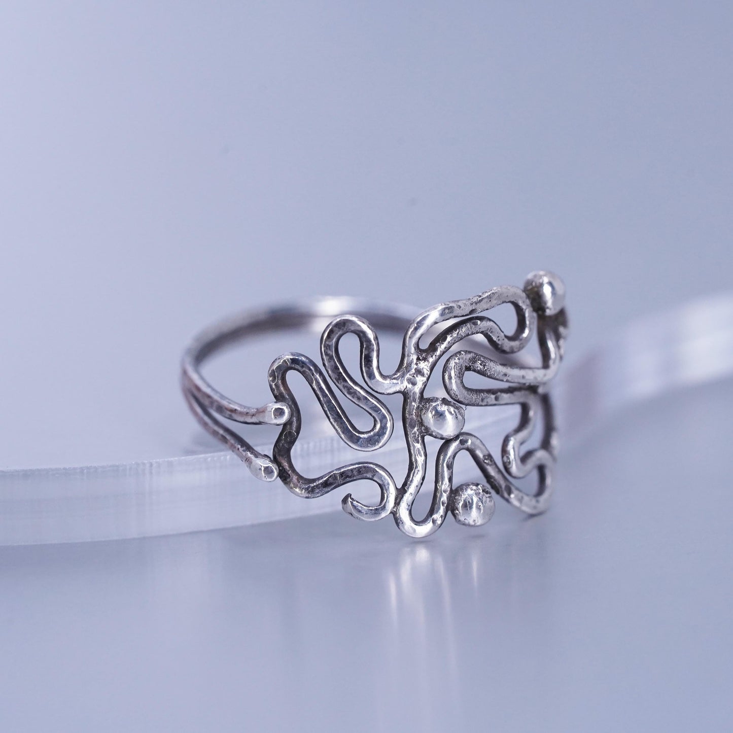 Size 10, vintage Sterling 925 silver handmade ring, wired band