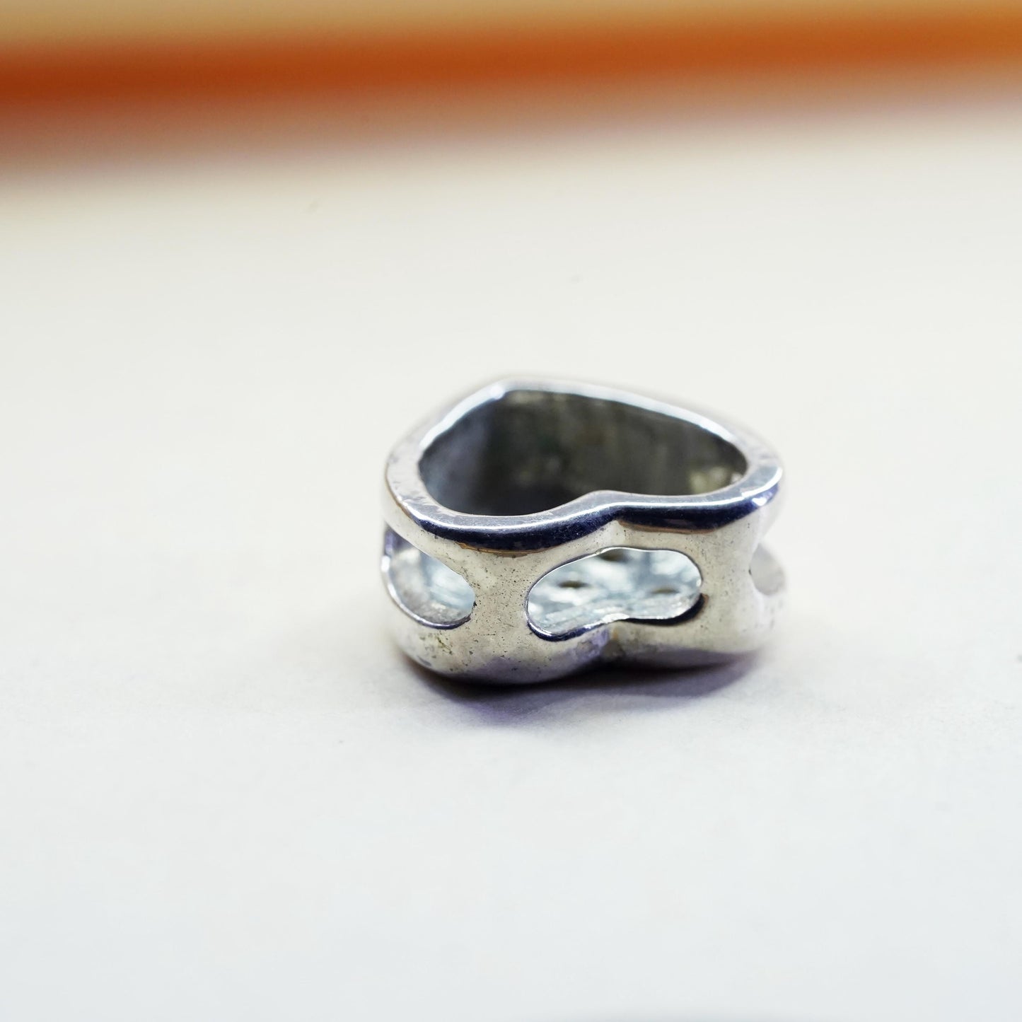 Vintage sterling silver pendant, heart charm with clear Cz