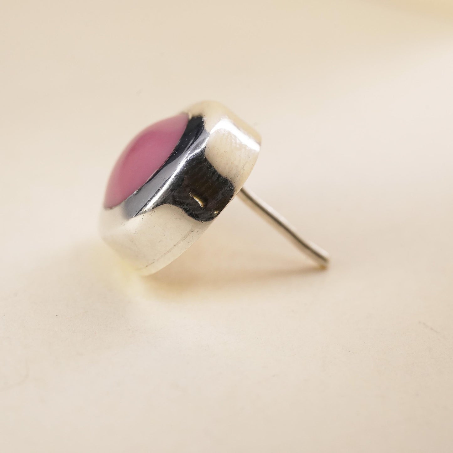 veg southwestern Mexican Sterling 925 silver stud pink enamel, single earring