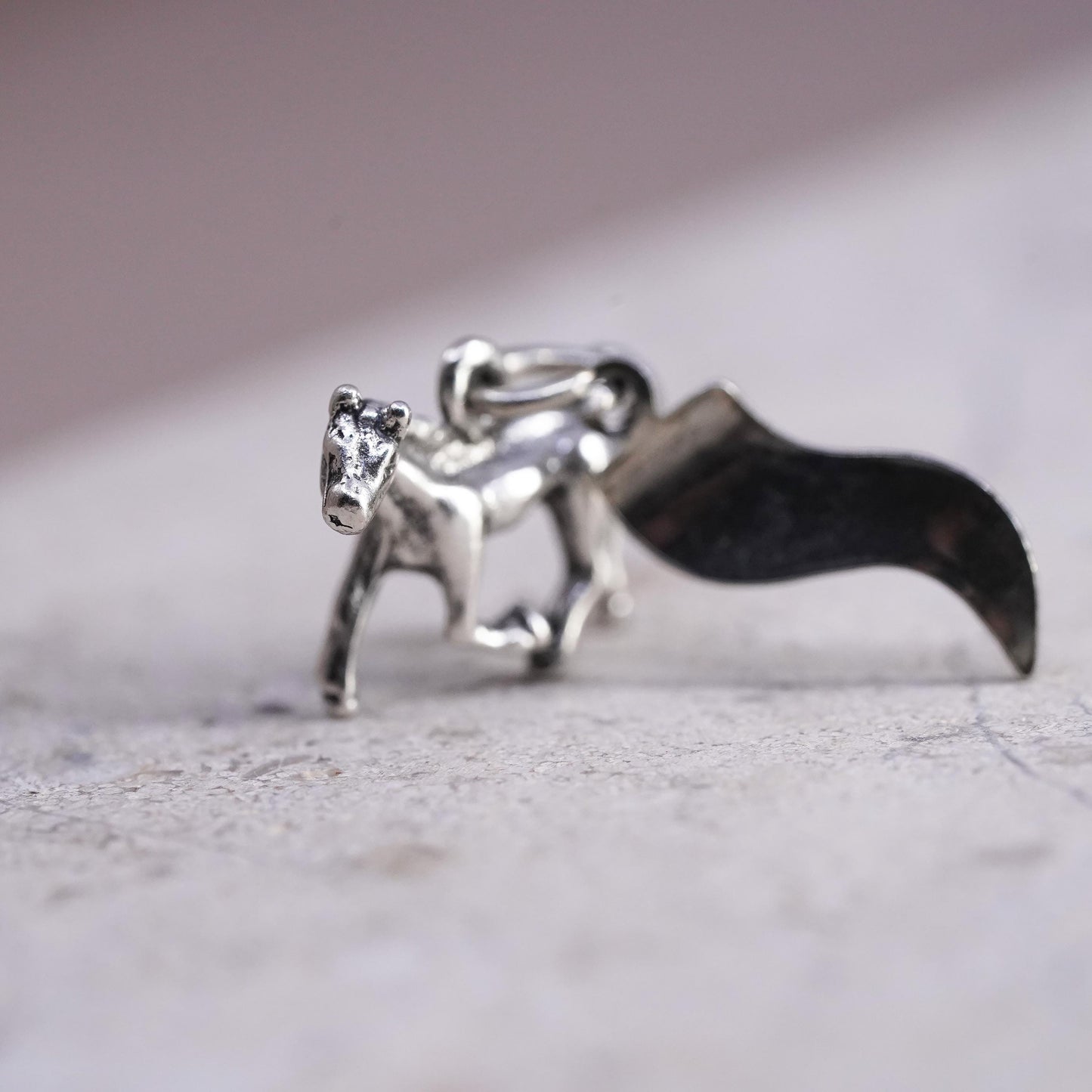 sterling silver pendant, 925 horse charm with Rocky Mountain national park tag