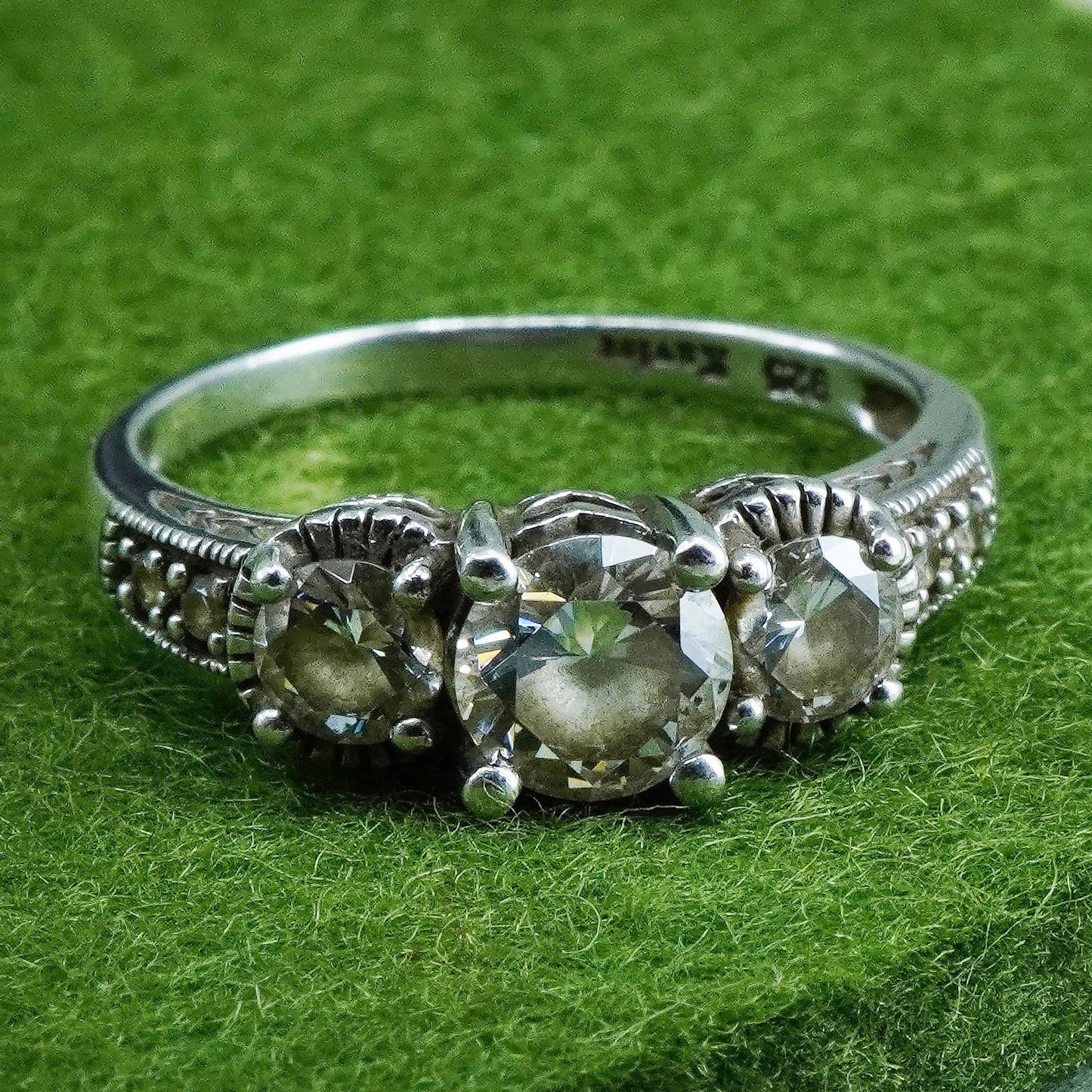 Size 8.5, vintage Xavier jewelry | Sterling 925 silver ring w/ round CZ cluster