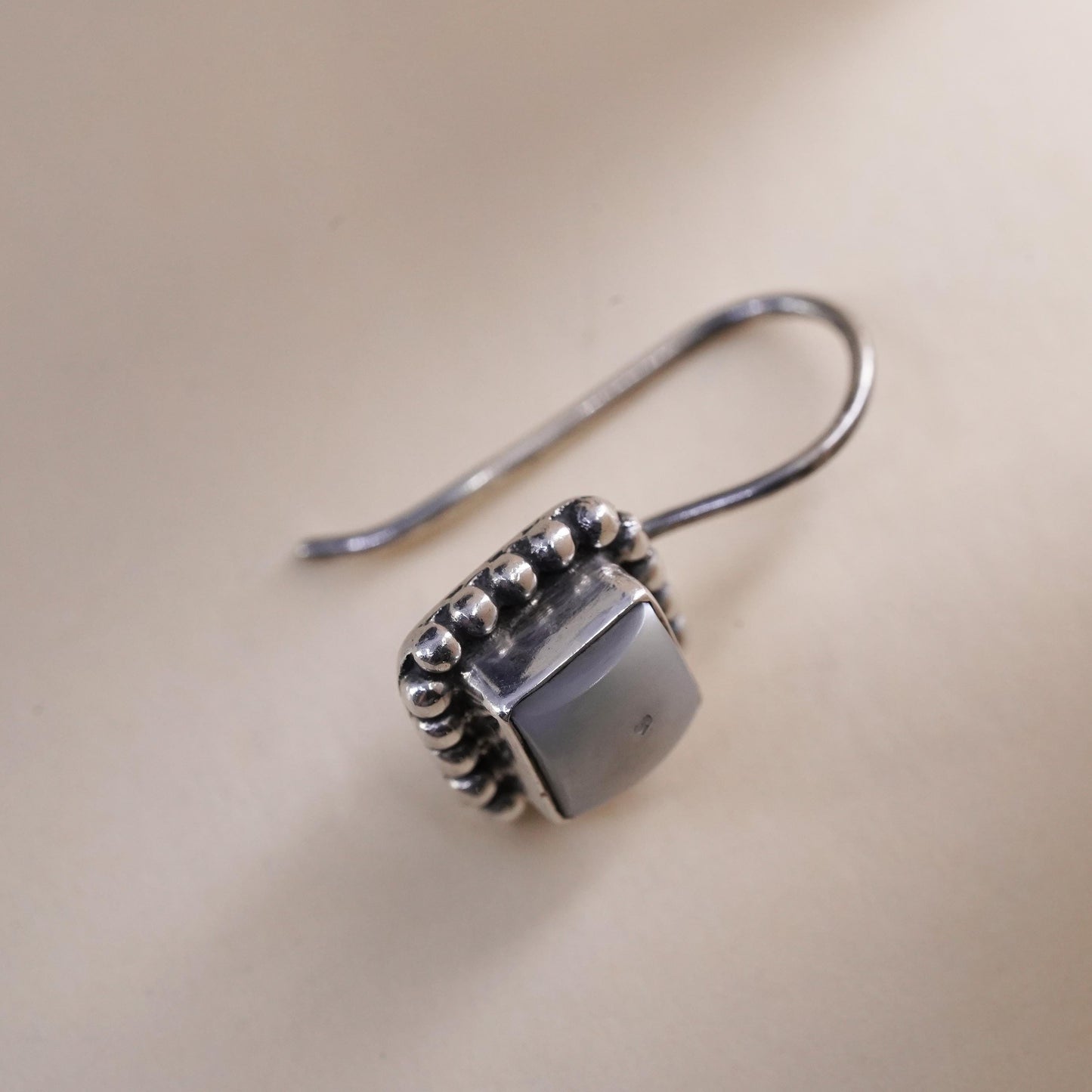 Retired Silpada W1394 Pearl Button Square single earring .925 Sterling Silver
