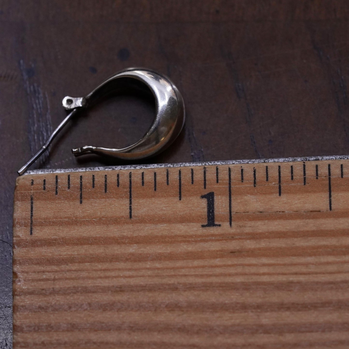 0.5”, Vintage sterling silver single earring, 925 huggie hoop