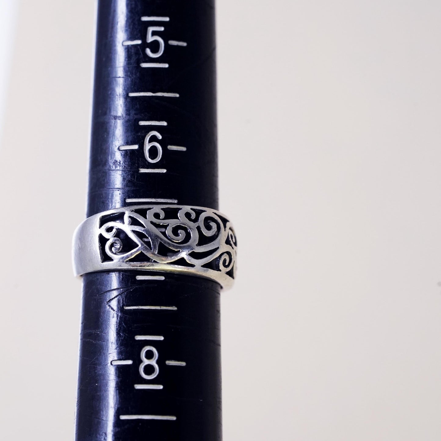 Size 6.5, VTG sterling silver handmade spiral filigree ring, 925 stackable band