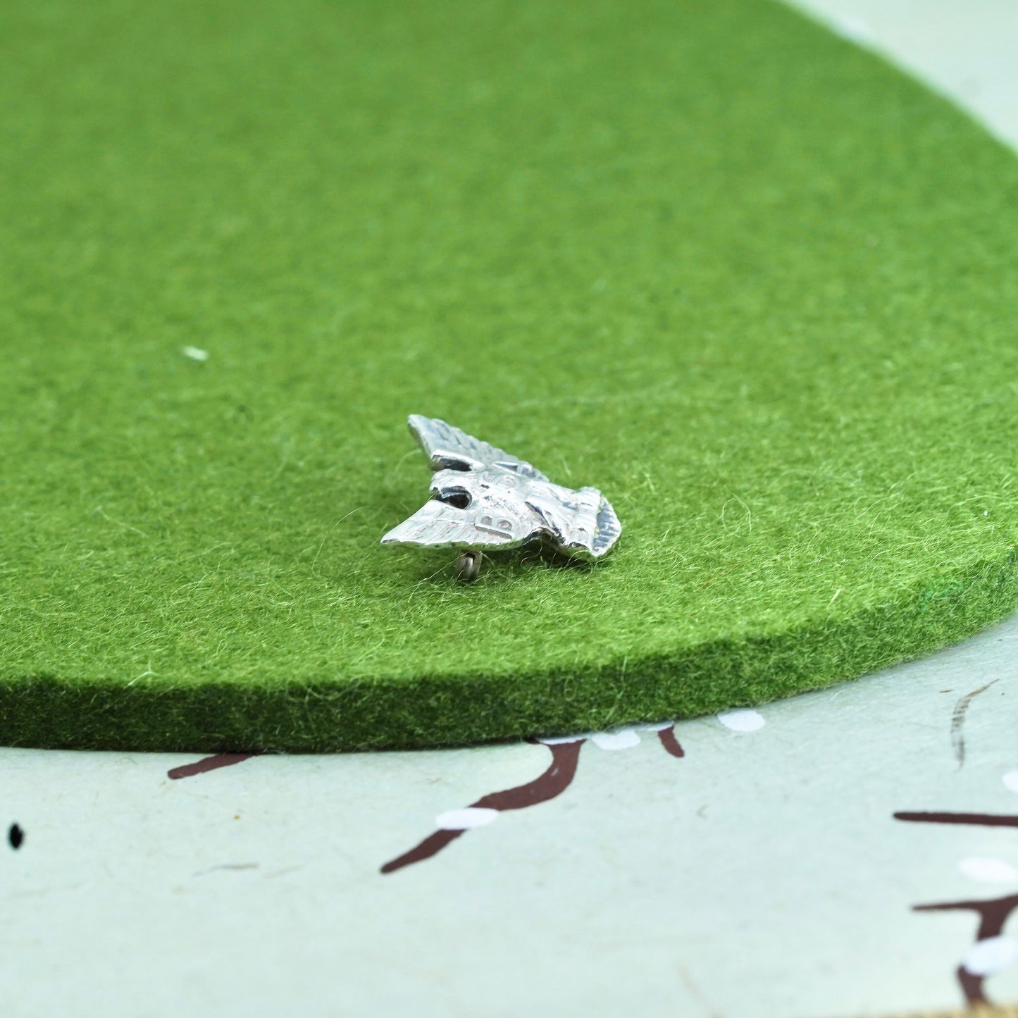 Vintage sterling silver handmade brooch, 925 bird Eagle head pin embossed BSA