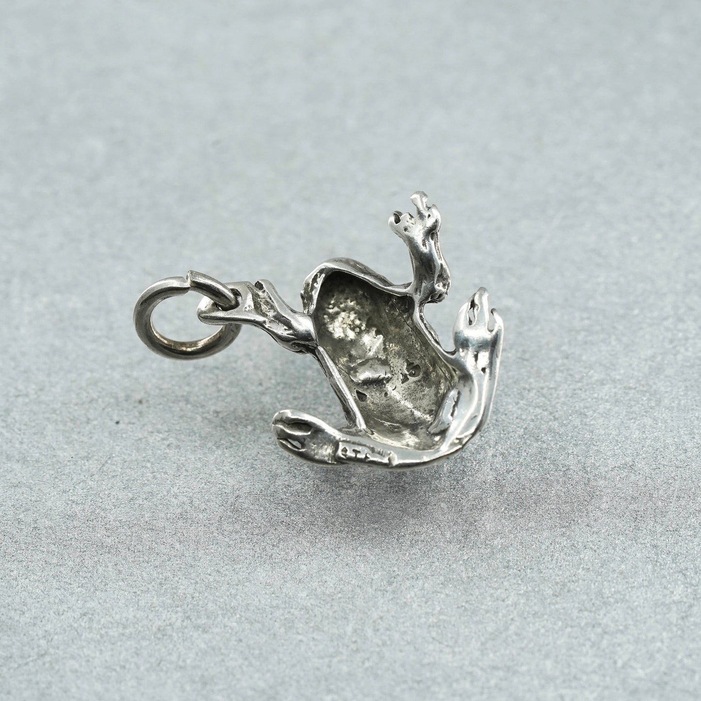 Vintage Sterling 925 silver handmade pendant, frog charm