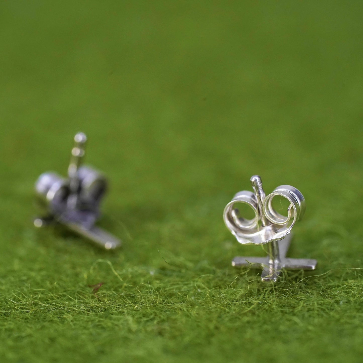 Vintage sterling silver handmade earrings, 925 cross studs