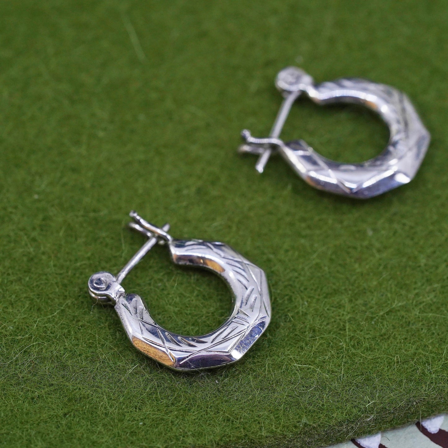 0.5", VTG sterling silver loop earrings, textured minimalist primitive hoops