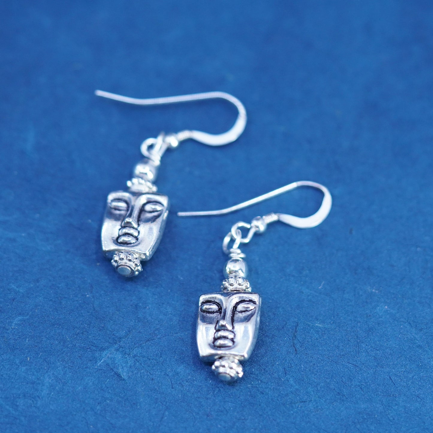 Vintage Sterling silver 925 face earrings