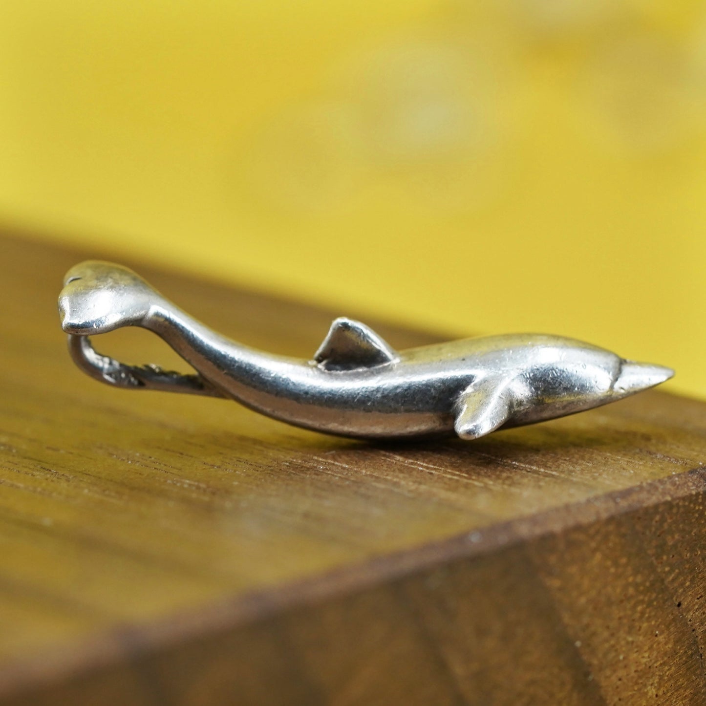 Vintage Sterling silver handmade pendant, 925 dolphin charm