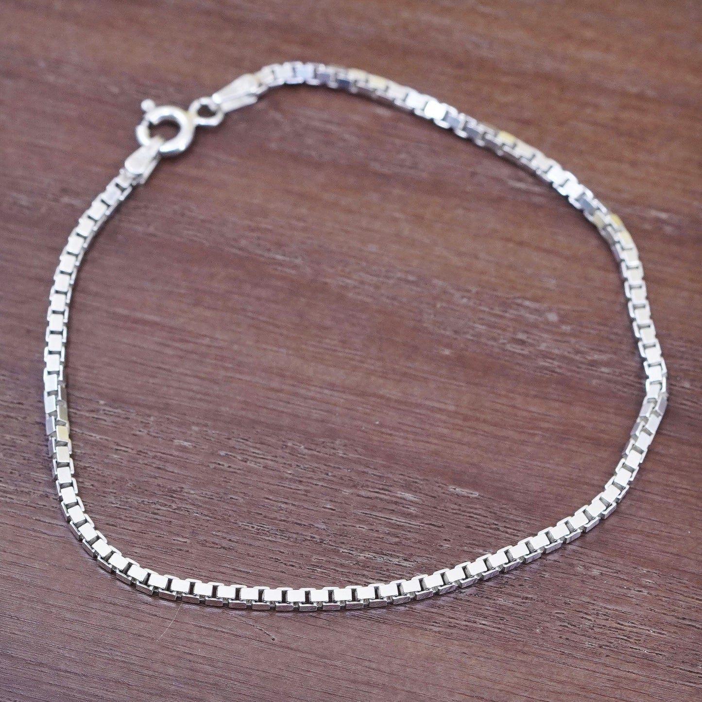 7.25”, 2mm, vintage Sterling silver handmade bracelet, Italy bold 925 box chain