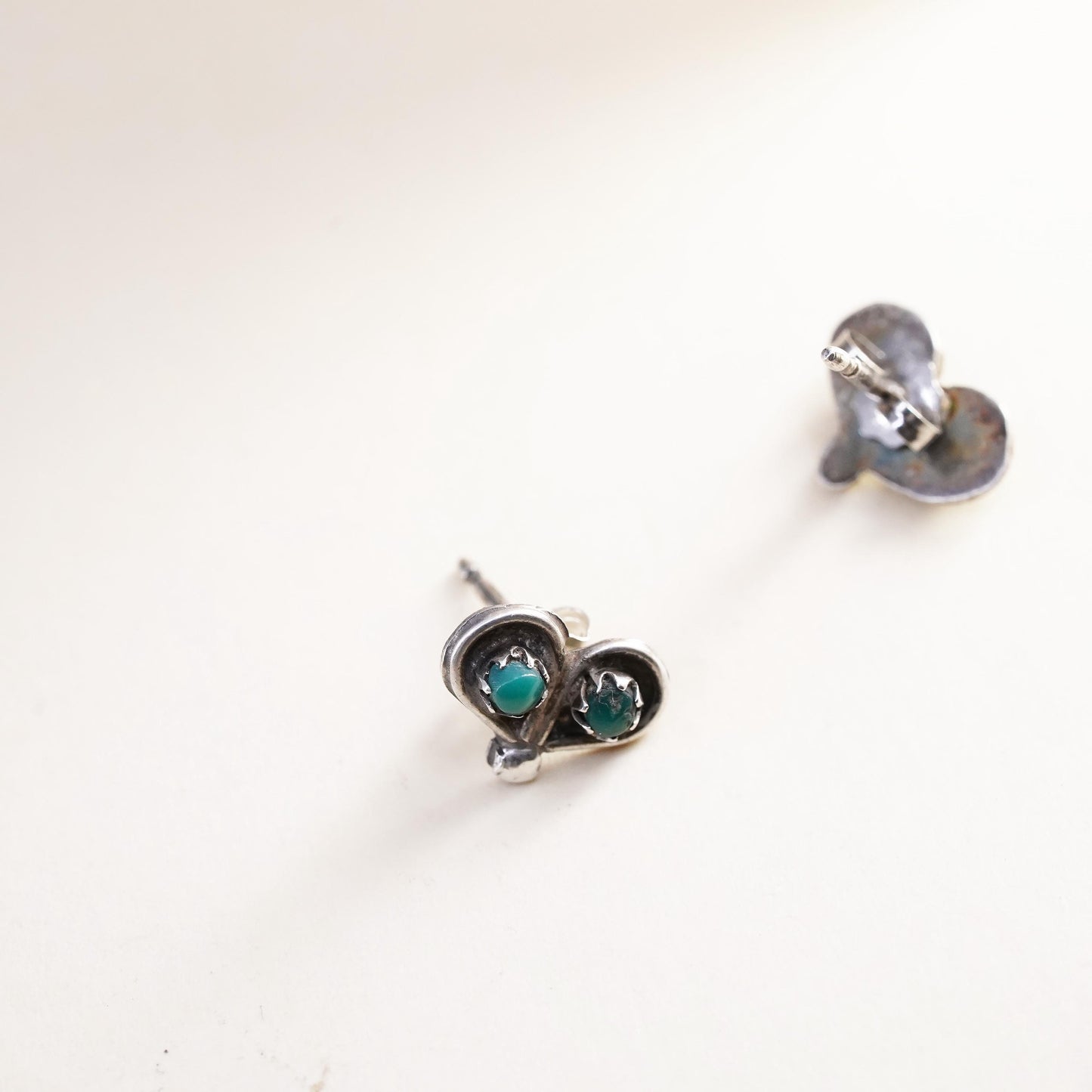 Native American Sterling silver earrings, solid 925 silver studs with turquoise