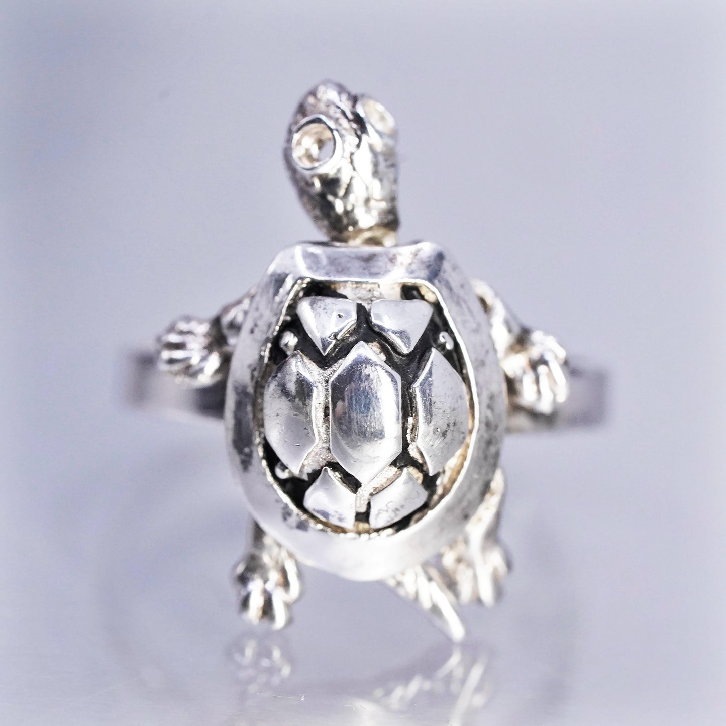 Size 8, Size 6, vintage sterling silver 925 handmade turtle ring movable joints