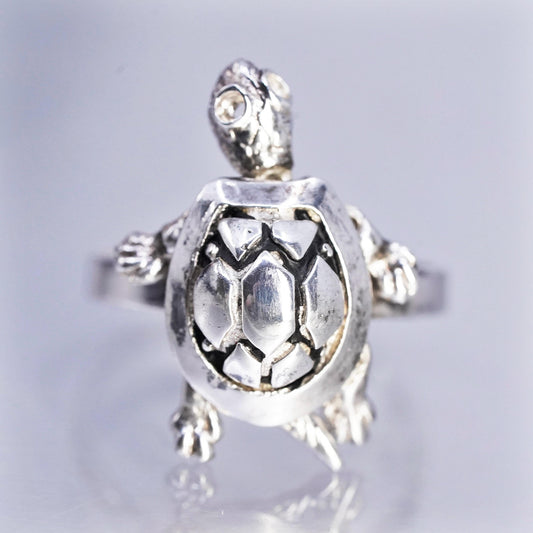 Size 8, Size 6, vintage sterling silver 925 handmade turtle ring movable joints