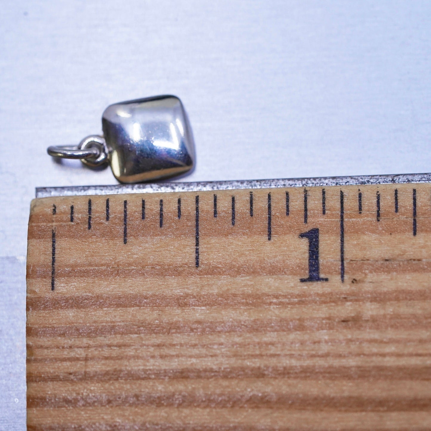 Vintage sterling silver handmade pendant, 925 Square silver charm