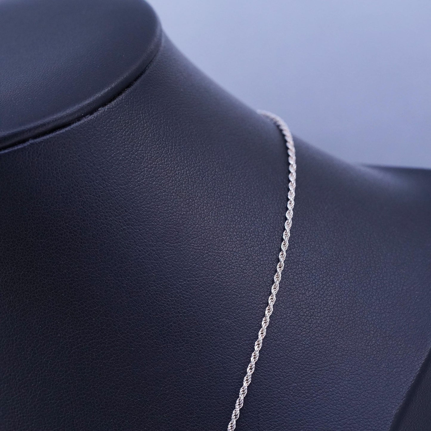 18” 2mm, vintage Italy Sterling 925 silver Singapore rope chain necklace