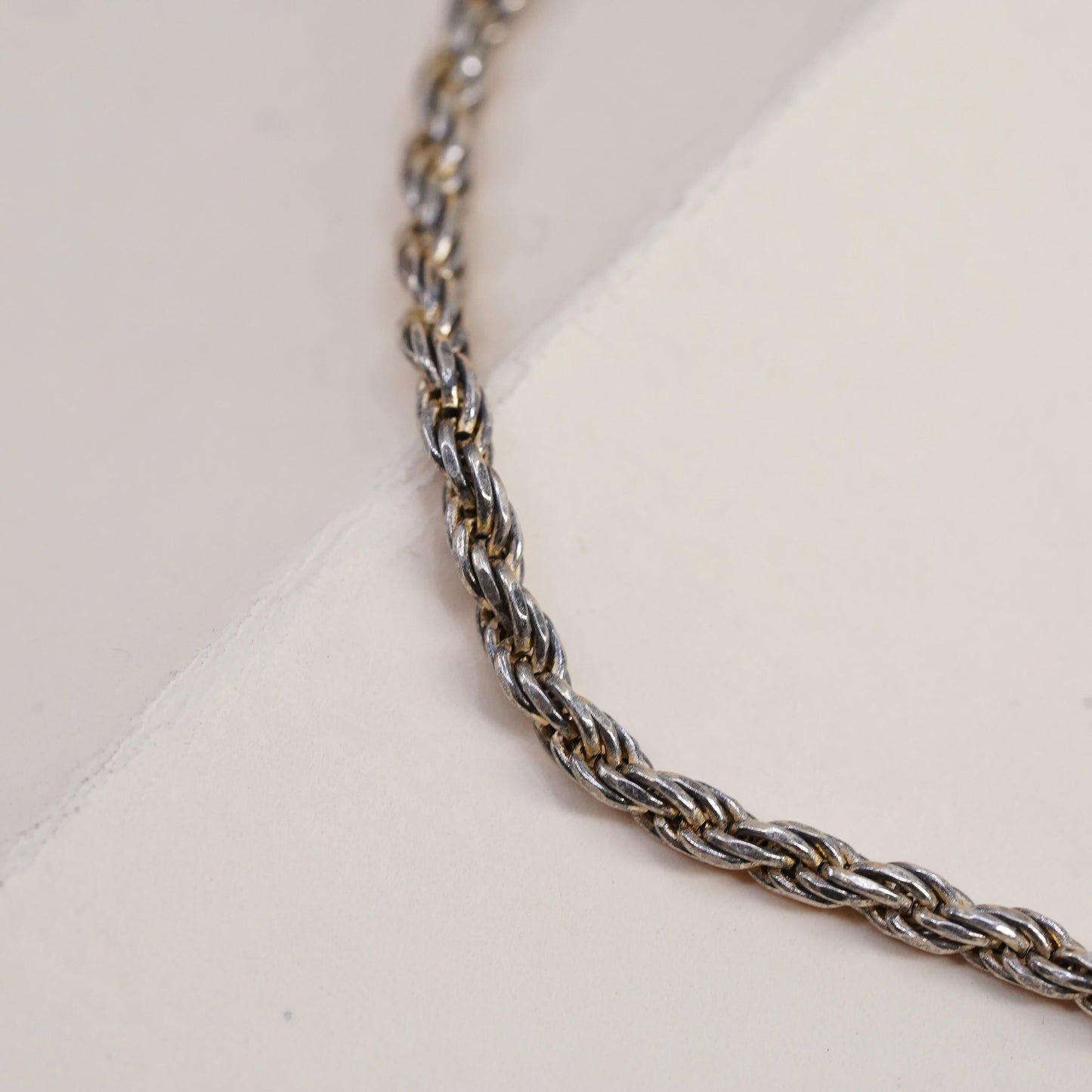 7", Vintage vermeil gold over sterling 925 silver Italian rope chain bracelet