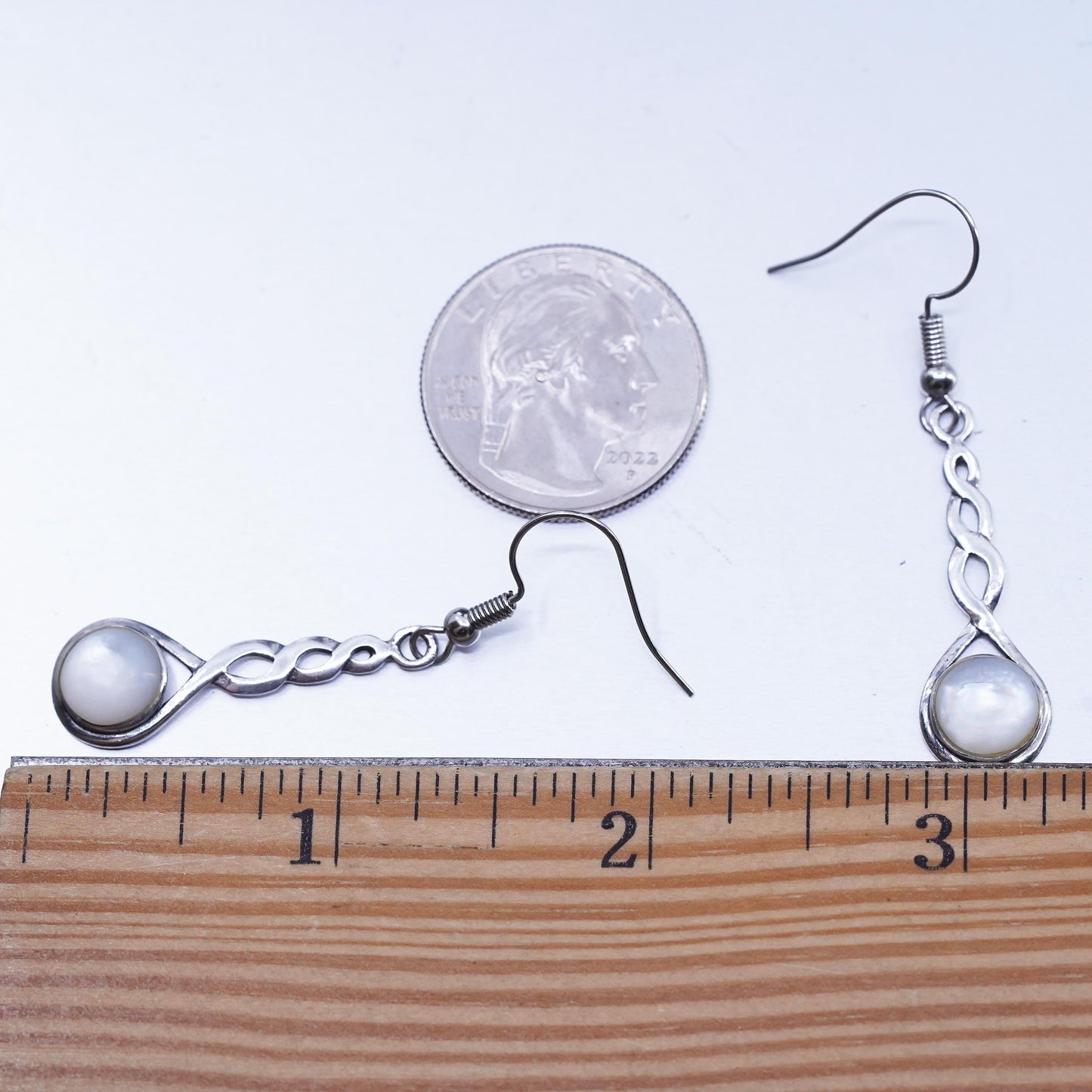 Vintage Sterling 925 silver handmade earrings with moonstone