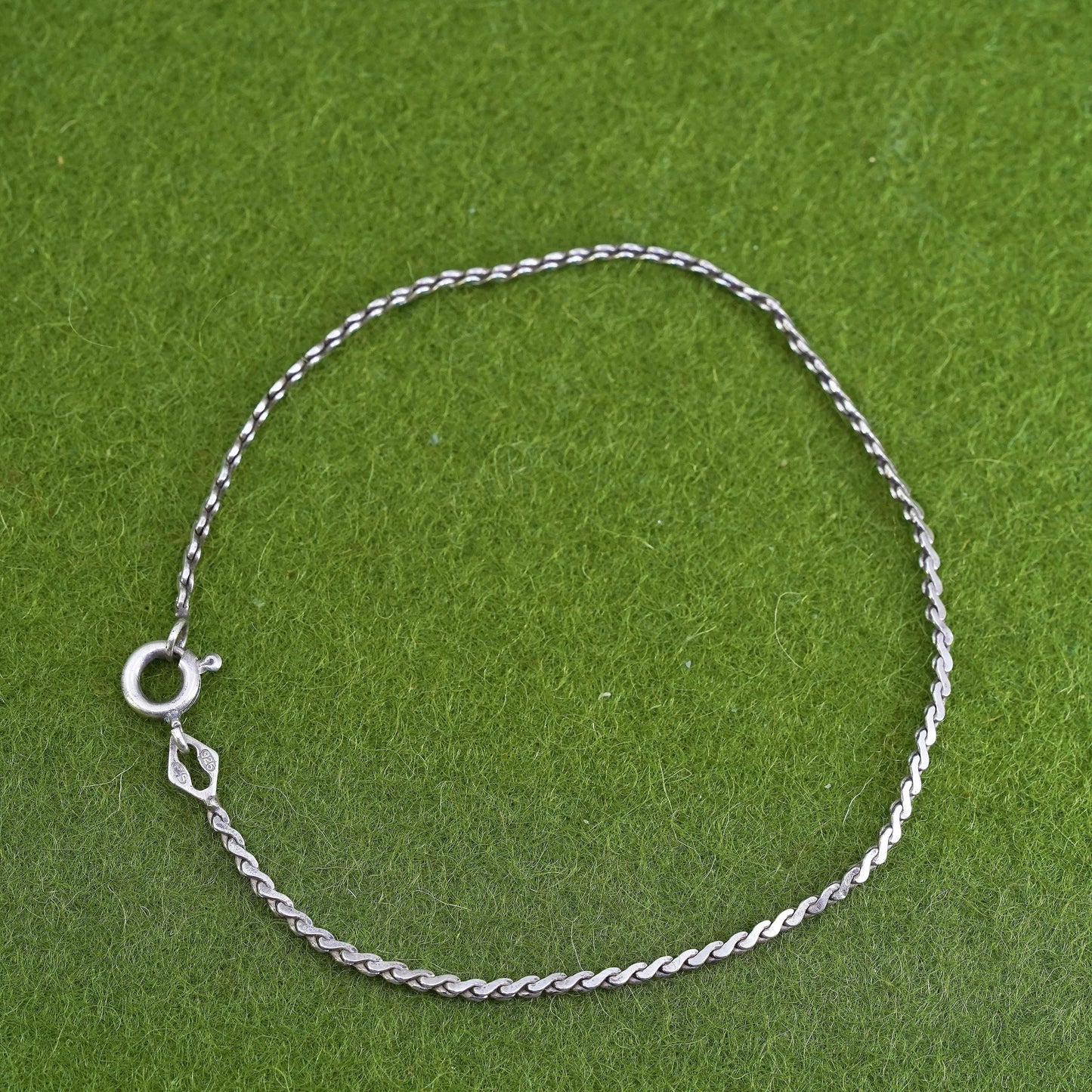 7.25", 2mm, Vintage sterling silver bracelet, italy 925 s link chain