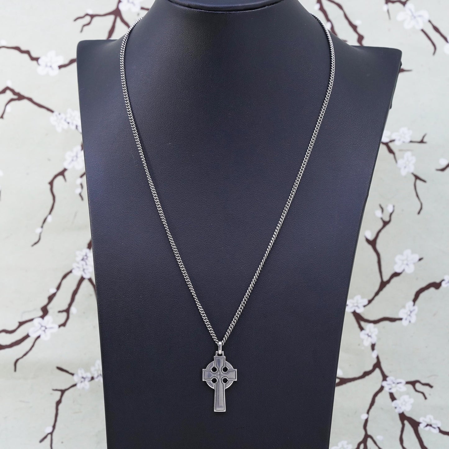 20” James Avery sterling silver necklace, 925 curb chain with Celtic Cross