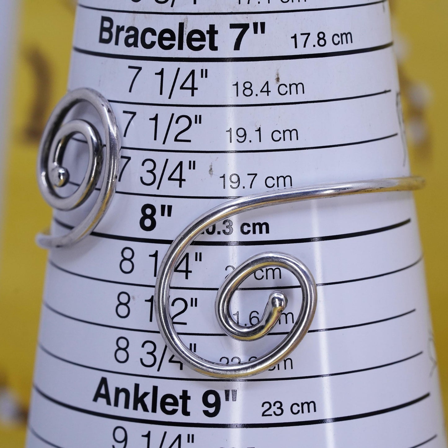 8”, Native American Dennis Ramone Sterling silver bracelet, 925 spiral cuff