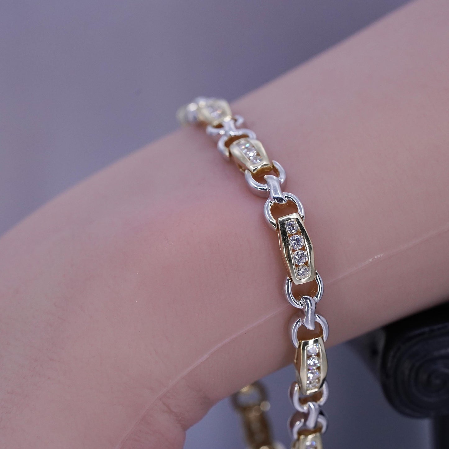 7.25”, Italy vermeil gold filled Sterling 925 silver tennis bracelet chain cz