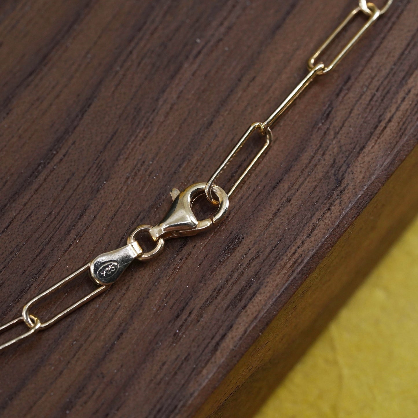 17" vermeil gold over sterling silver elongated chain Italy 925 silver necklace