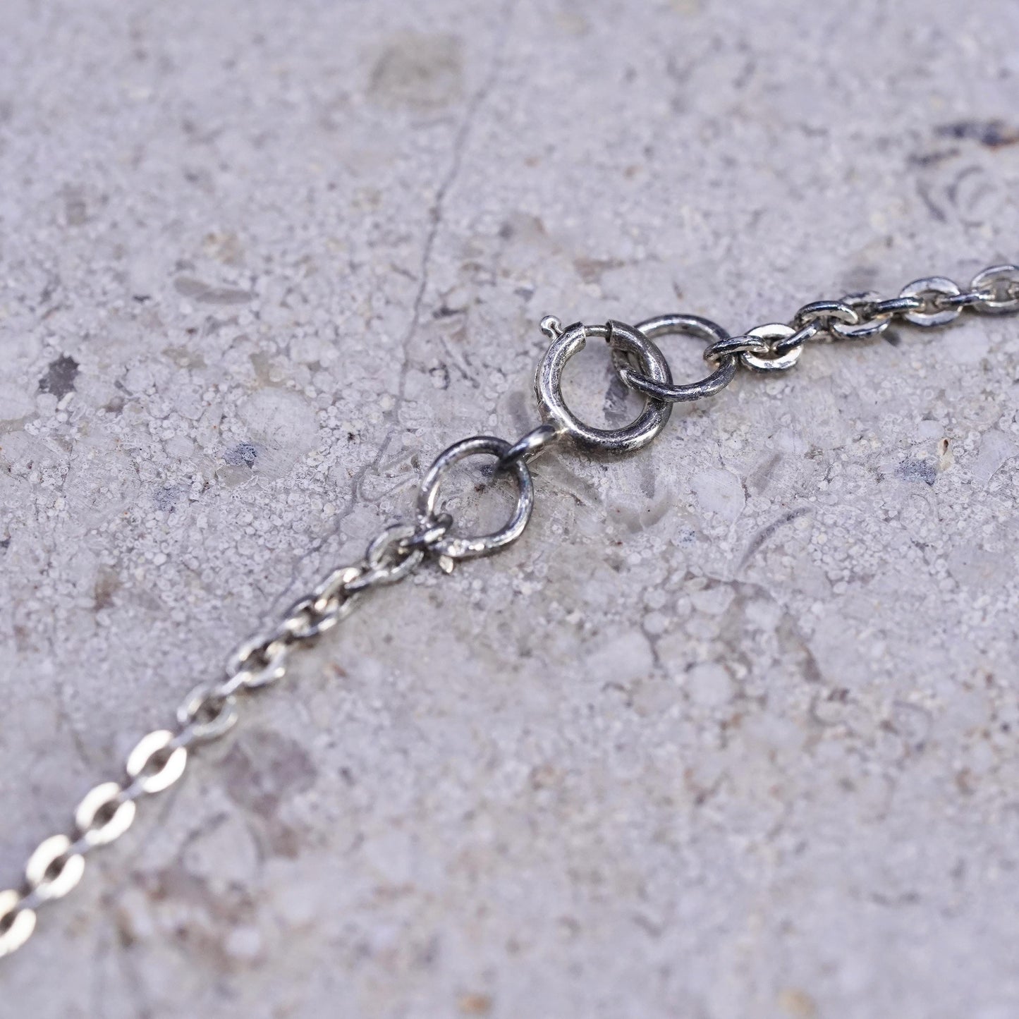 18" 2mm, vintage Prochain Sterling silver necklace, 925 flatten circle chain