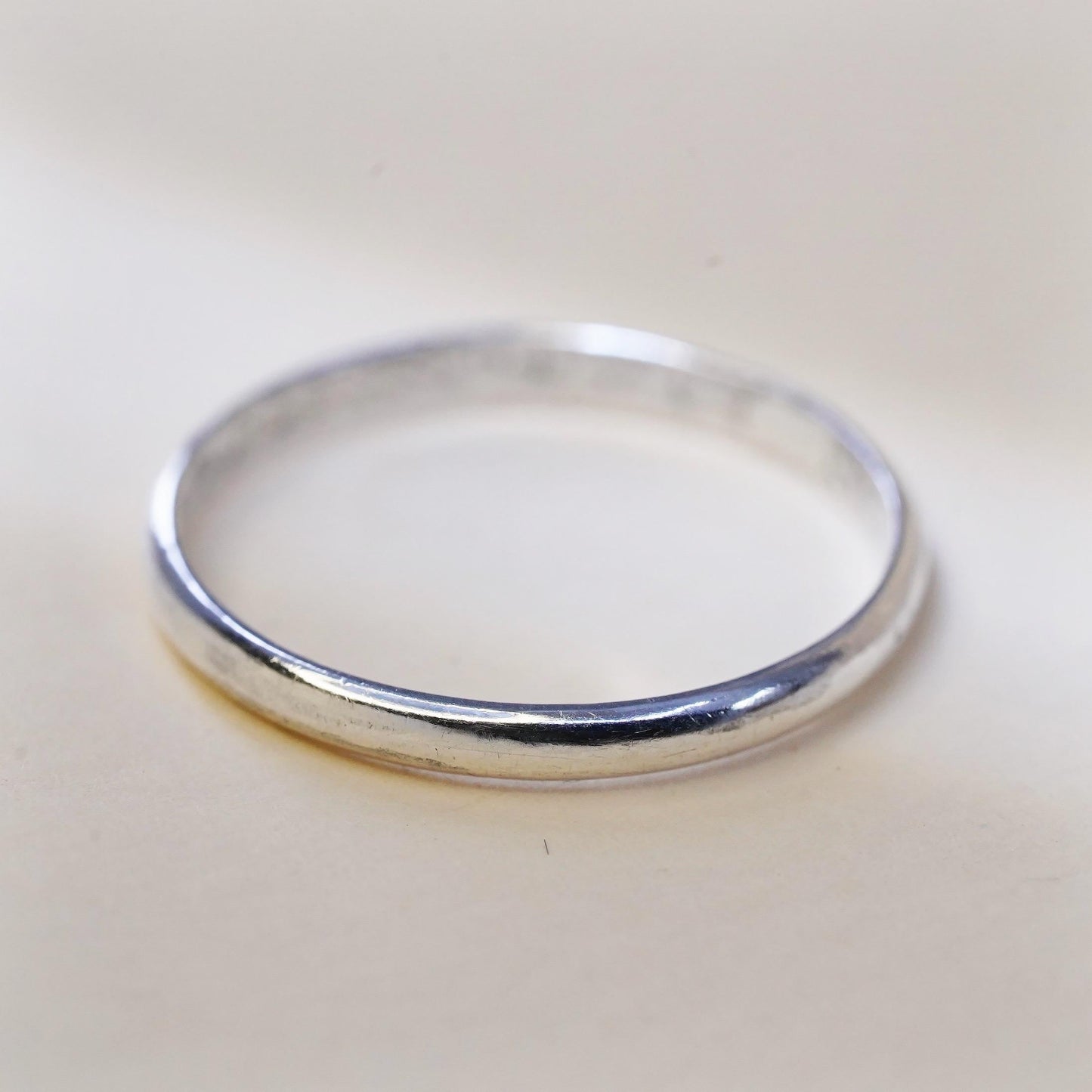 Size 7.5, vintage sterling silver handmade ring, 925 thin stackable band, silver tested