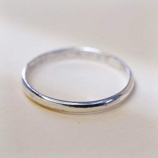 Size 7.5, vintage sterling silver handmade ring, 925 thin stackable band, silver tested