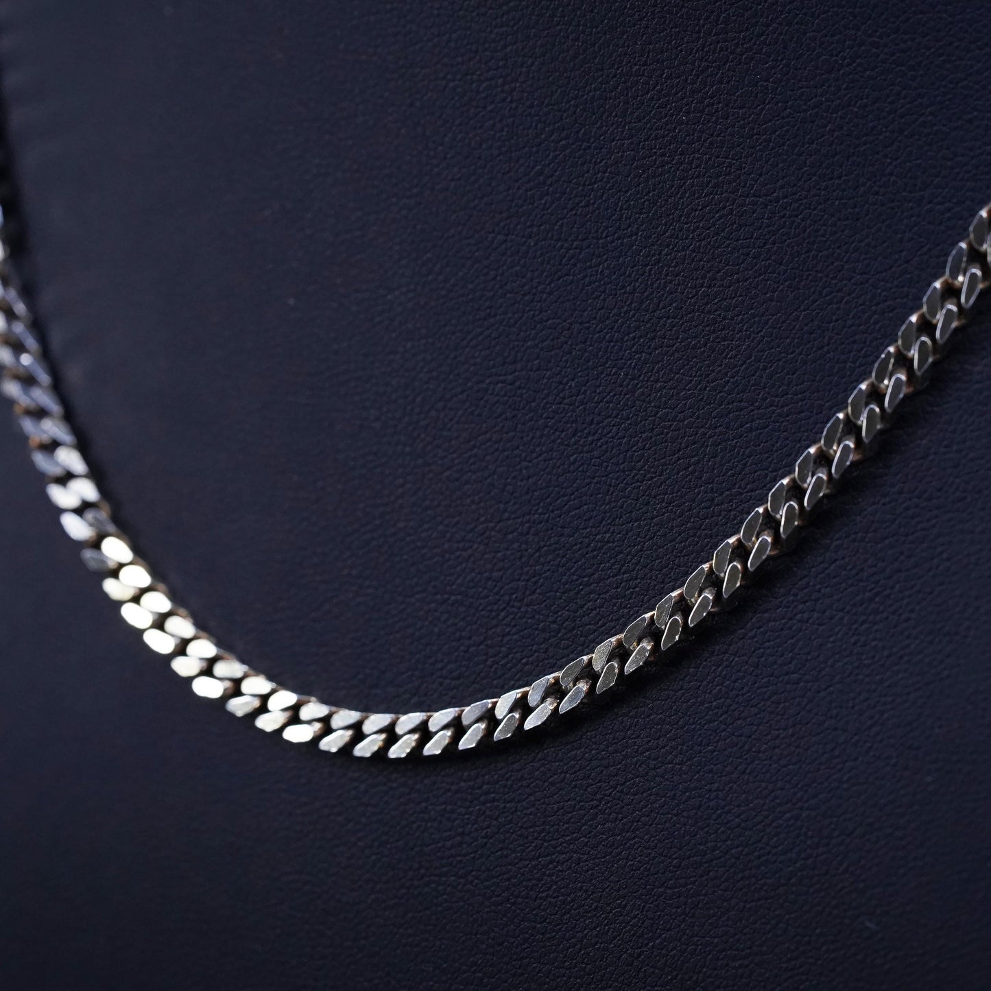 18” vintage Italian vermeil gold over silver handmade necklace, 925 curb chain